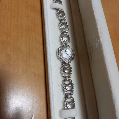 Hello Kitty Bracelet Watch Silver Roman Dial Cat Motif Box Manual Japan Cute - Image 1 of 4
