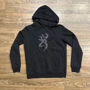 Y2K / Vintage Browning Hoodie schwarz mit Strass Hirsch Logo Jagd Country M - Bild 1 von 7