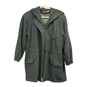 Manteau veste à capuche vintage Larry Levine laine mélangée chasseur vert manque étiquette taille - Photo 1/11