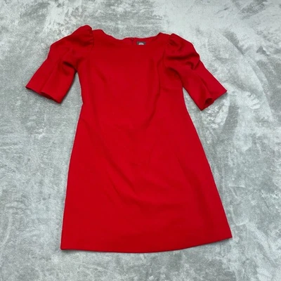 Vince Camuto Red Puff Sleeve Sheath Dress Size 8 Polyester Blend a1229 - Image 1 of 4
