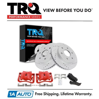 Kit de pastilha de freio dianteiro e rotor TRQ Performance compatível com 99-08 Cadillac Chevrolet GMC - Imagem 1 de 4