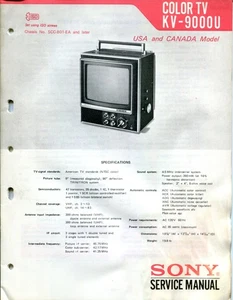 Sony KV-9000U Trinitron Color TV Electronic Service Manual Chassis No SCC-B01-EA - Picture 1 of 3