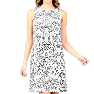 Платье TORY BURCH белое черное с карманами садовая графика от David Hicks женское маленькое - Изображение 1 из 4