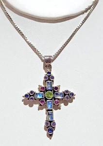 Plata de Ley Labradorita Amatista Cuarzo Peridoto Nicki Butler Cruz 16 Gramos - Imagen 1 de 20