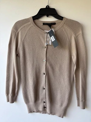 Marc by Marc Jacobs Women's Tan Beige Cotton Blend Crew Neck Cardigan US size XS - Image 1 of 4