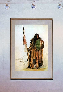 Indian With Shield 15x22 Native American Art Bodmer Print Hand Numbered Edition - Picture 1 of 1
