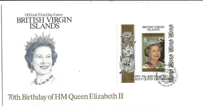 BRITISH VIRGIN ISLANDS: No. 828 FDC 70th BIRTHDAY OF HM QUEEN ELIZABETH II       - Image 1 of 2