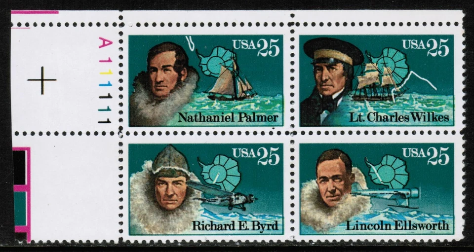 US USA Sc# 2389a MNH FVF PLATE# BLOCK Antarctica Byrd Palmer Wilkes Ellsworth - Image 1 of 1