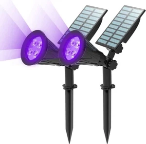 2Pack Solar Power Spot Lights LED Purple Garden Outdoor Path Landscape Wall Lamp - Picture 1 of 13