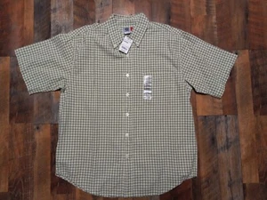 NWT Vintage Arizona Jean Co. Men’s Short Sleeve Green Plaid Shirt Size Large - Picture 1 of 5