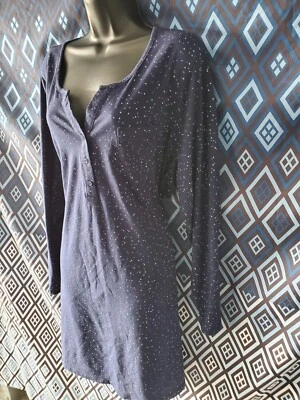 Top Croft & Barrow Intimates 2X Manga Larga Mujer Azul Pecho 52" Largo 35" Foto 1 de 4