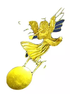 9" Gold Tone Pillar Candle Holder-Angel with Trumpet-euc - Picture 1 of 4