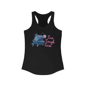 Live Laugh Lure Deep Sea Anglerfish Womens Racerback Tank Top Angler Fish Shirt - Imagen 1 de 5