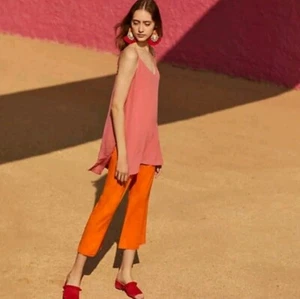 Maeve Anthropologie Meret Pink Silk Top Size 6 Criss Cross Back - Picture 1 of 10