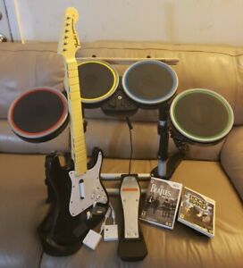 Nintendo Wii Rock Band Wireless Drum Set, Guitar, Pedal, Microphone, & Dongle