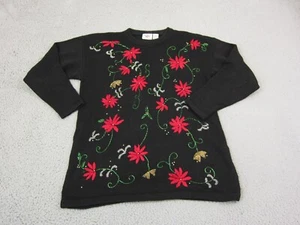 Vintage NutCracker Sweater Womens Large Black Sequins Knit 70s 80s Christmas - Picture 1 of 11