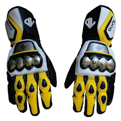 Men Motorcycle Cowhide Leather Motorbike Sports Biker Protective Racing Gloves - Image 1 of 3