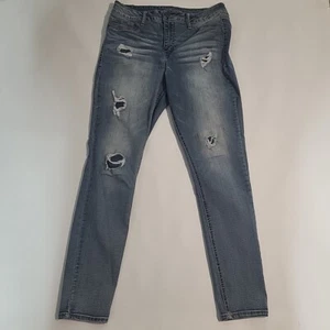 Maurices High Rise Skinny Distressed Jeans Women Size Large Regular Medium Wash - Picture 1 of 8