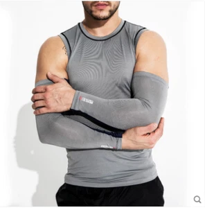 Men Skin Sports Elbow Pads Power Cuffs Cycling Running UV Protection Arm Sleeve - Picture 1 of 13