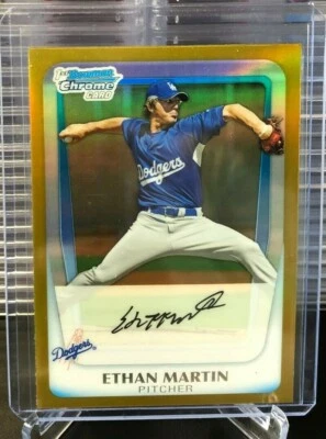 2011 Bowman Chrome Prospects ETHAN MARTIN GOLD REFRACTOR RC #13/50 Made Dodgers - Image 1 of 2