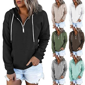 Hoodies Sleeve With Pocket Sweatshirts Pullover Women's Long And Casual Clothes - Picture 1 of 21