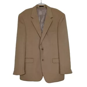 T Harris Camel Hair Blazer Mens Size 44R Tan Business 2 Button Sport Coat Jacket - Picture 1 of 15