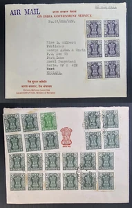 1981 India Airmail Gov Service Cover 28 Stamps cd Dehli-Herts - Bild 1 von 3