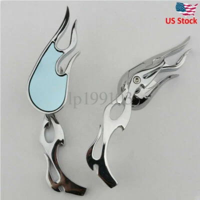 Espejos retrovisores de motocicleta de llama cromada universal para Yamaha V Star XVS 650 Foto 1 de 4