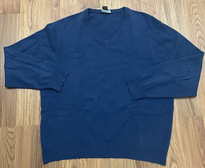 Jos A Bank Sweater Mens Large Cashmere V-Neck Pullover Blue - Image 1 of 4