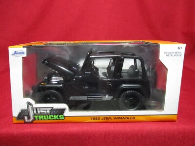 1992 Jeep Wrangler Black Just Trucks Jada Toys 1/24 Scale Diecast Model Car - Image 1 of 3