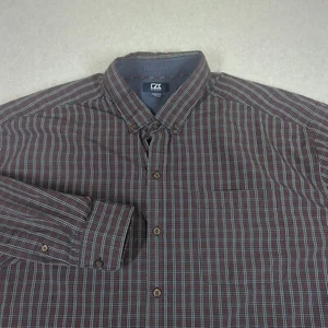 Cutter & Buck Shirt Mens 3XB Red Plaid Long Sleeve Button Down Casual Preppy - Picture 1 of 7