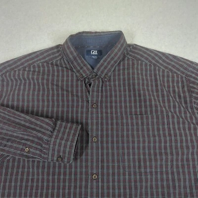 Cutter & Buck Shirt Mens 3XB Red Plaid Long Sleeve Button Down Casual Preppy - Image 1 of 4