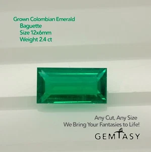 Cut stone - Emerald Colombian hydrothermal lab grown, 12x6mm 2.4ct - Picture 1 of 4