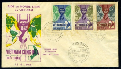 SOUTH VIETNAM 1966 FDC Help Given By The Free World 278-280 (L559) Cover
