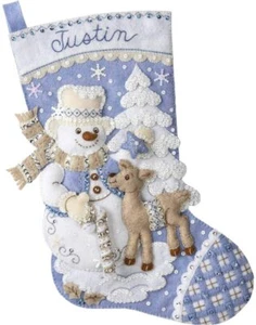 Bucilla Felt Applique Stocking Kit -Snowman's Winter 18" - Picture 1 of 1