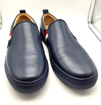 Men's Pierre Cardin Casual Leather Shoes Blue with Red & White Stripes Size 10.5 - Image 1 of 4