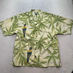 Tommy Bahama Hemd Herren Gr. XL Leinen Vögel Pflanze Knopfleiste Kurzarm - Bild 1 von 8