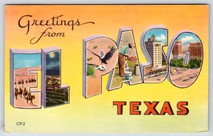 Greetings from El Paso Texas TX Vintage Postcard - Picture 1 of 2