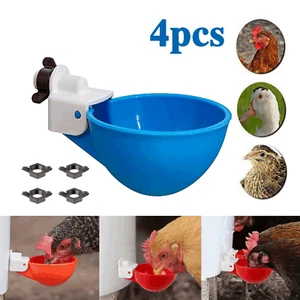 4 Pack Blue Chicken Auto fill Watering Cups, Fully Automatic New Quail chicks - Picture 1 of 7