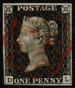 1840 1d Black Pl 3 DL 4m Superb Full Red MX Superb Used Cat. £500.00 - Picture 1 of 1