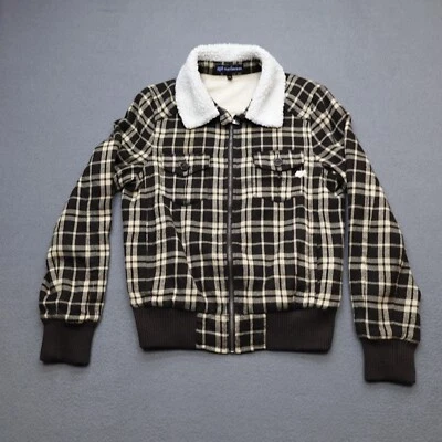 Abrigo Chaqueta de Franela con Cremallera Completa Foxriders Co Para Hombre Talla L Marrón a Cuadros Foto 1 de 4