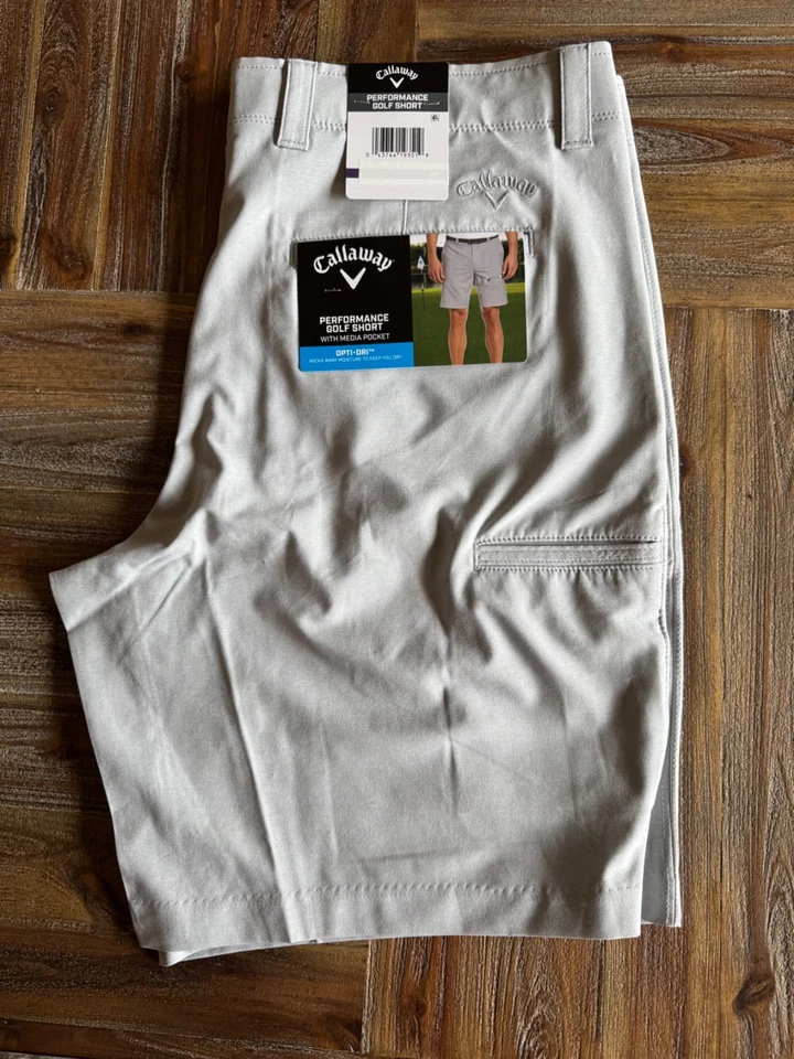 Mens Callaway Golf Shorts Sz 36 Performance Green Black Check moisture wick