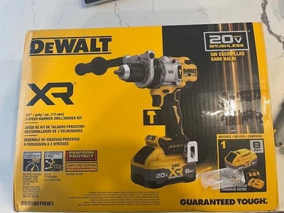 NEW DeWalt 20v XR 3 Speed Hammer Drill/Driver Kit DCD1007WW1 - Image 1 of 4