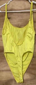 VTG UjENA 80s Women 14 Swimwear Black One Piece High Rise Bathing Suit Thong - Picture 1 of 7