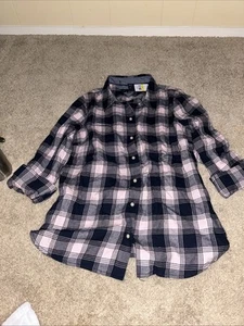 Tommy Hilfiger Mujer Camiseta a Cuadros Manga Larga Bolsillo Causal Abotonada M - Imagen 1 de 6