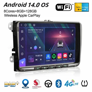 8+128GB Android 14 Carplay Autoradio Navi für VW Passat Golf 5/6 Jetta Tiguan 9" - Bild 1 von 22