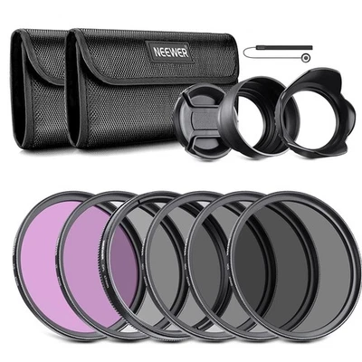 NEEWER 67mm Filter Kit UV CPL FLD ND2 ND8 with Lens Hood for DSLR Cameras - Image 1 of 4