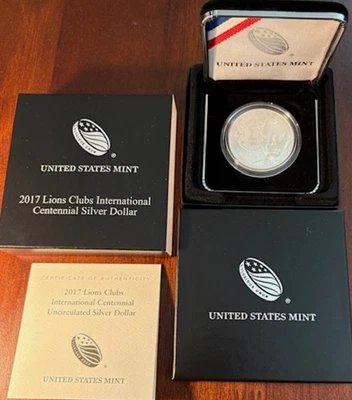 2017-P Lions Club UNC Silver Dollar. OGP/COA.  Only 17,247 made.  .85 oz. Silver - Image 1 of 4