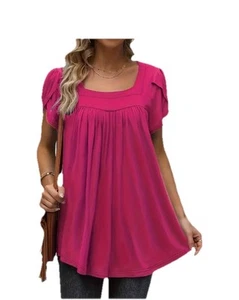 3X Plus T-shirt donna manica corta rosa caldo - Foto 1 di 3