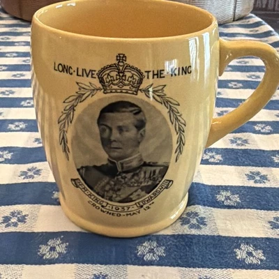 Unique Yellow Coronation Mug Antique King Edward VIII 1937 Booths Ltd England - Image 1 of 4